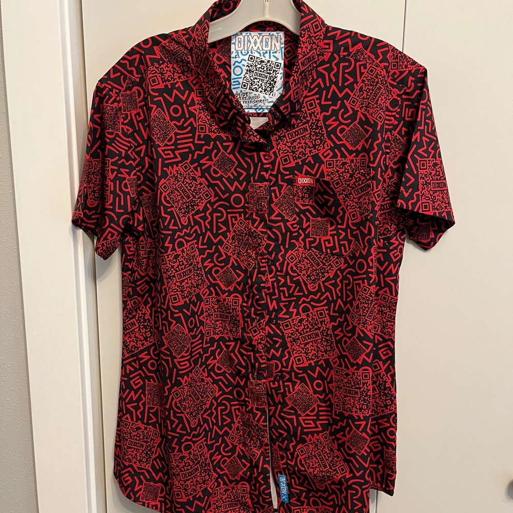 DIXXON Red and Black Short-Sleeve Button-Up Shirt